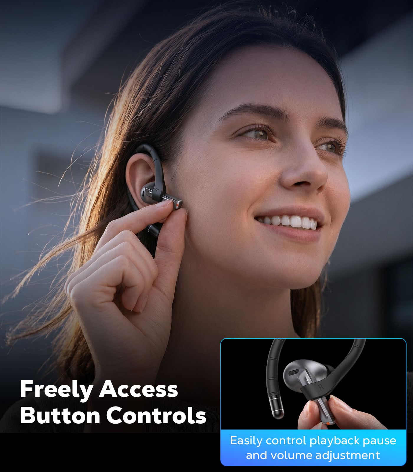 MoKo Ear Hooks for Samsung Galaxy Buds 3 Pro/Galaxy Buds 3 FE/Galaxy Buds 3, Non-Slip Memory Titanium Alloy Ear Hooks Accessories with Lanyard, Sports Anti-Lost, Comfortable Secure Fit, Black