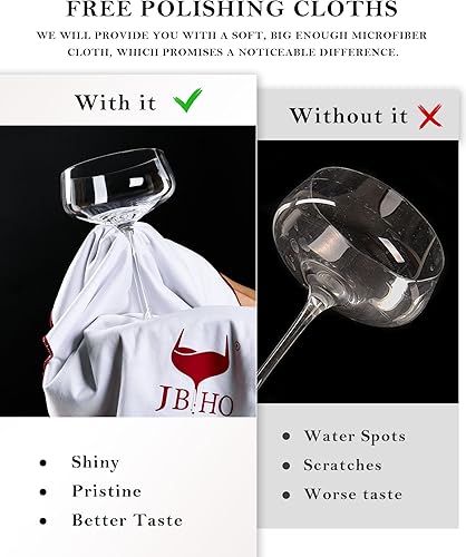 Miniatura 5 de JBHO Vasos de Martini, juego de 4 vasos de cristal de 10 onzas, vasos de cóctel grandes y elegantes, copas de champán sopladas a mano para Espresso