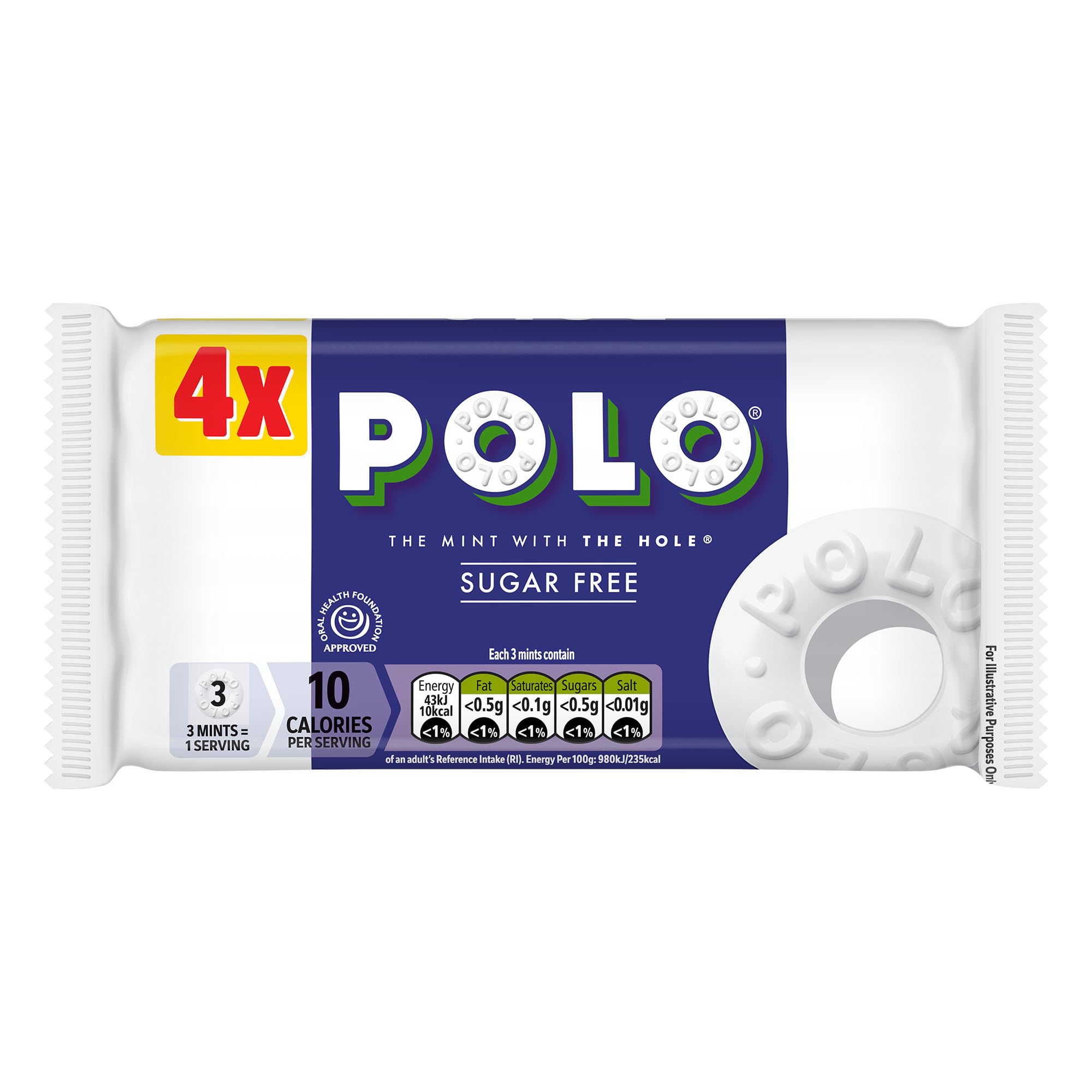 Polo Sugar Free Mint Tube Multipack, 4 x 33.4 g