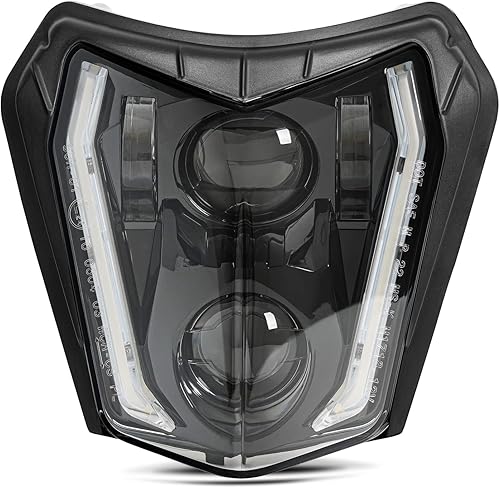 Wisamic Faro delantero LED para motocicleta con certificado DOT E24-Mark compatible con KTM EXC SXF MX Dirt Bike Accesorios Enduro Motocicleta Pit