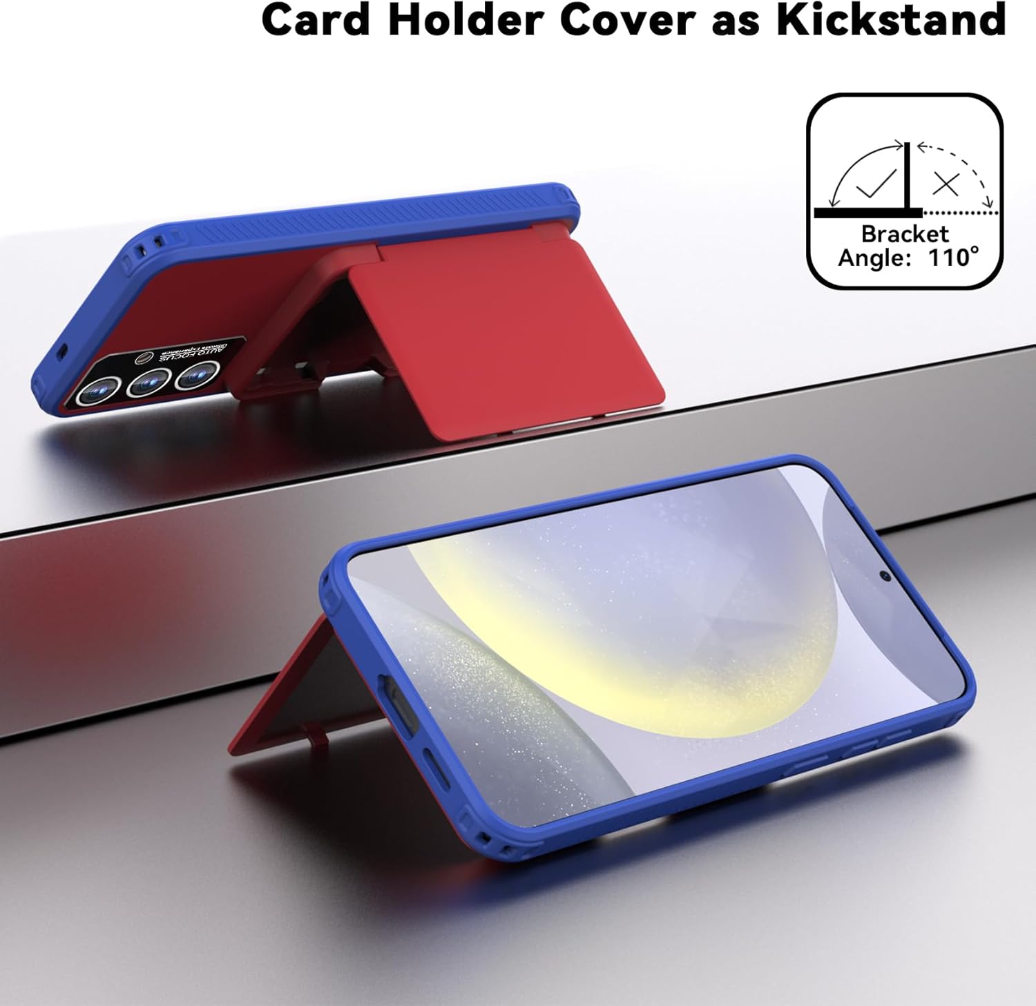 KJSK for Samsung Galaxy S24 Wallet Case,Built-in Card Holder and Mirrors,Military Grade Shockproof Case for Galaxy S24 6.2”(Red) - Image 5