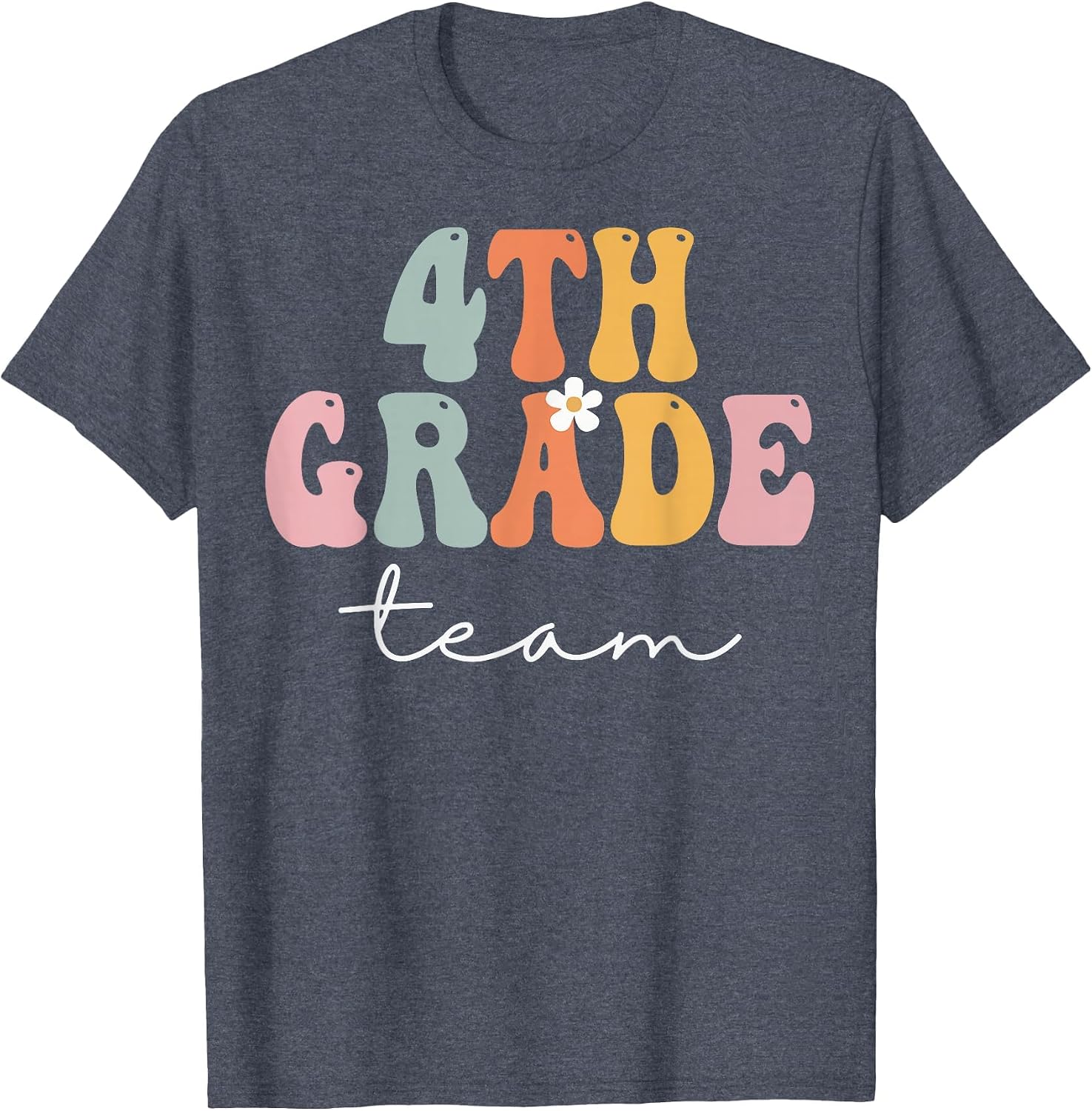 4th Grade Team Retro Groovy Women Happy First Day of School T-Shirt image 4