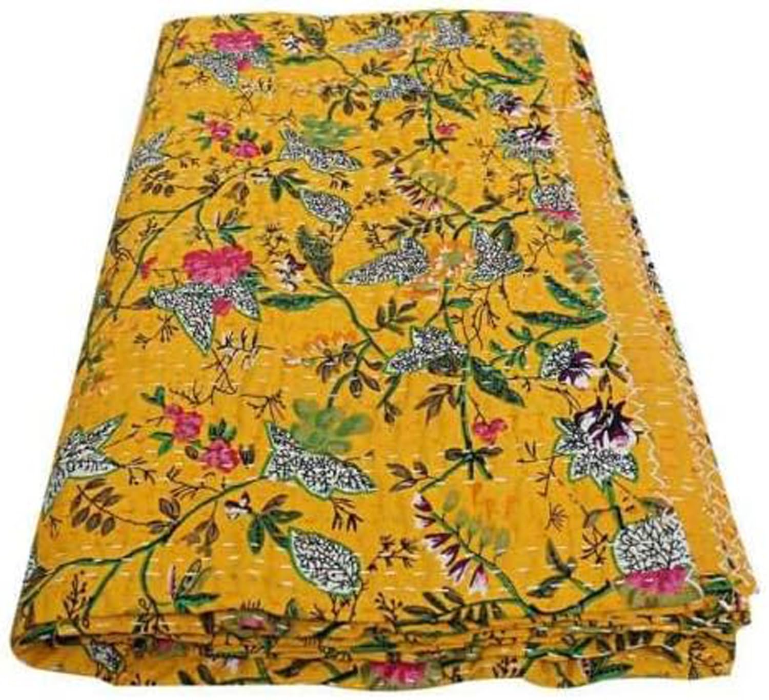 Colcha hecha a mano kantha edredones vintage india reversible acolchada manta súper suave y cálida sala de estar decorativa para sofá