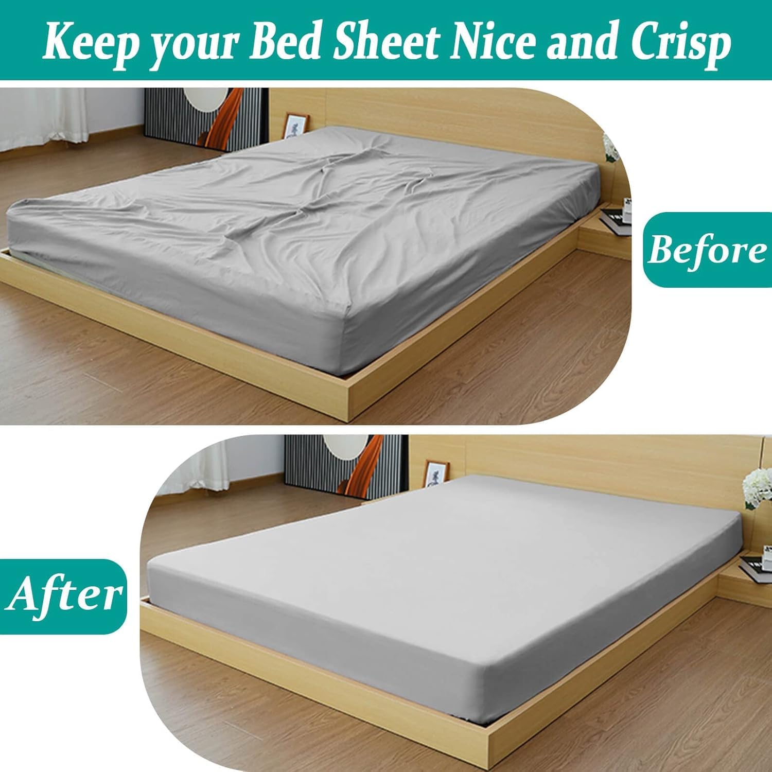 VBM Bed Clip 4 Pcs Elastic Sheet Fastener Adjustable with Metal Suspenders Gripper Holder Straps Fitted Sheet Clips Grippers Suspenders for Bedding Mattress 4