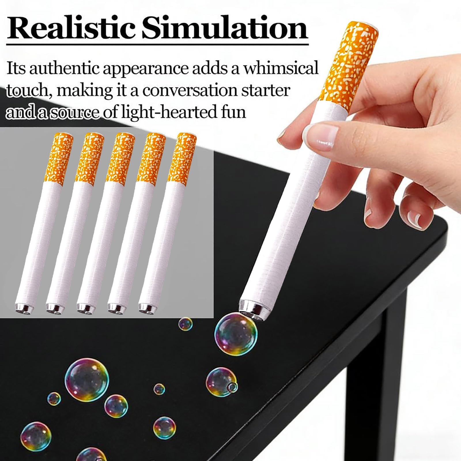Cigarrillo De Burbujas De Juguete, Sopla Burbujas Con Forma Realista, De Aleación Metálica, Antiestrés Y Divertido Para Fiestas