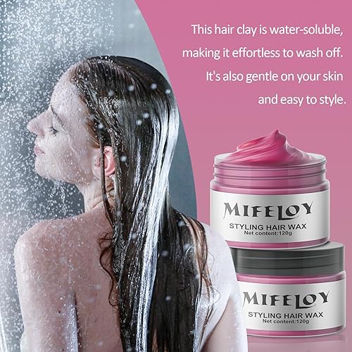 Miniatura 3 de Cera temporal rosa para el cabello, tinte en crema para peinado natural instantáneo, pomadas lavables para niñas, mujeres y jóvenes, barro de