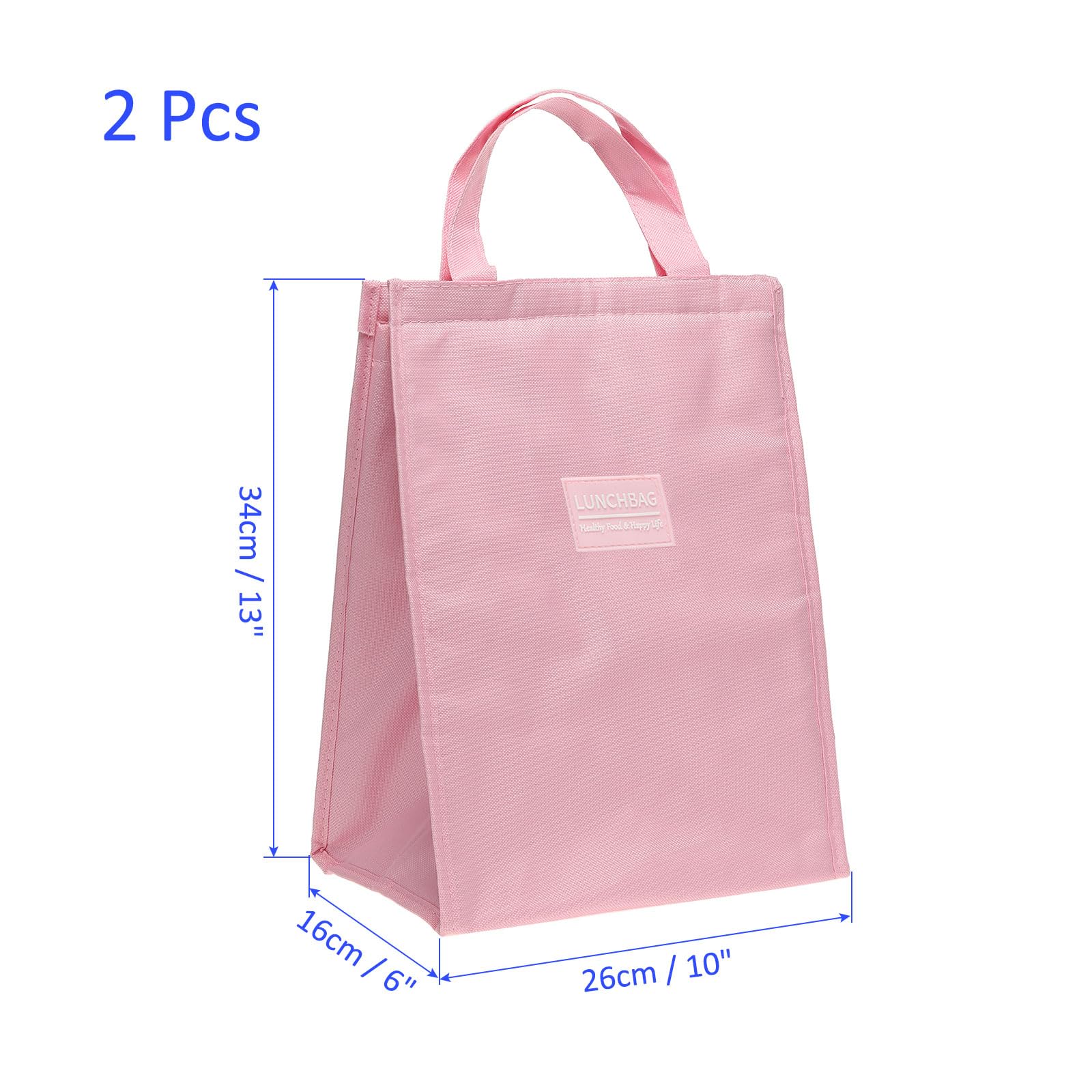 M METERXITY 2 Pack Insulated Lunch Bags - Portable Thermal Storage Bags, Apply to Outdoor/Picnics/Office Workers (10"x6"x13", Pink) - Image 3