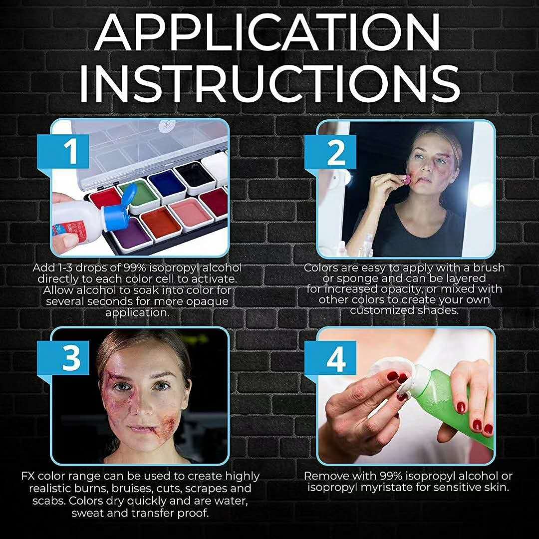 Alcohol-based bodyPainting - Skin Illustrator FX - 12x Skin colors (12x8g) + Activator 100ml