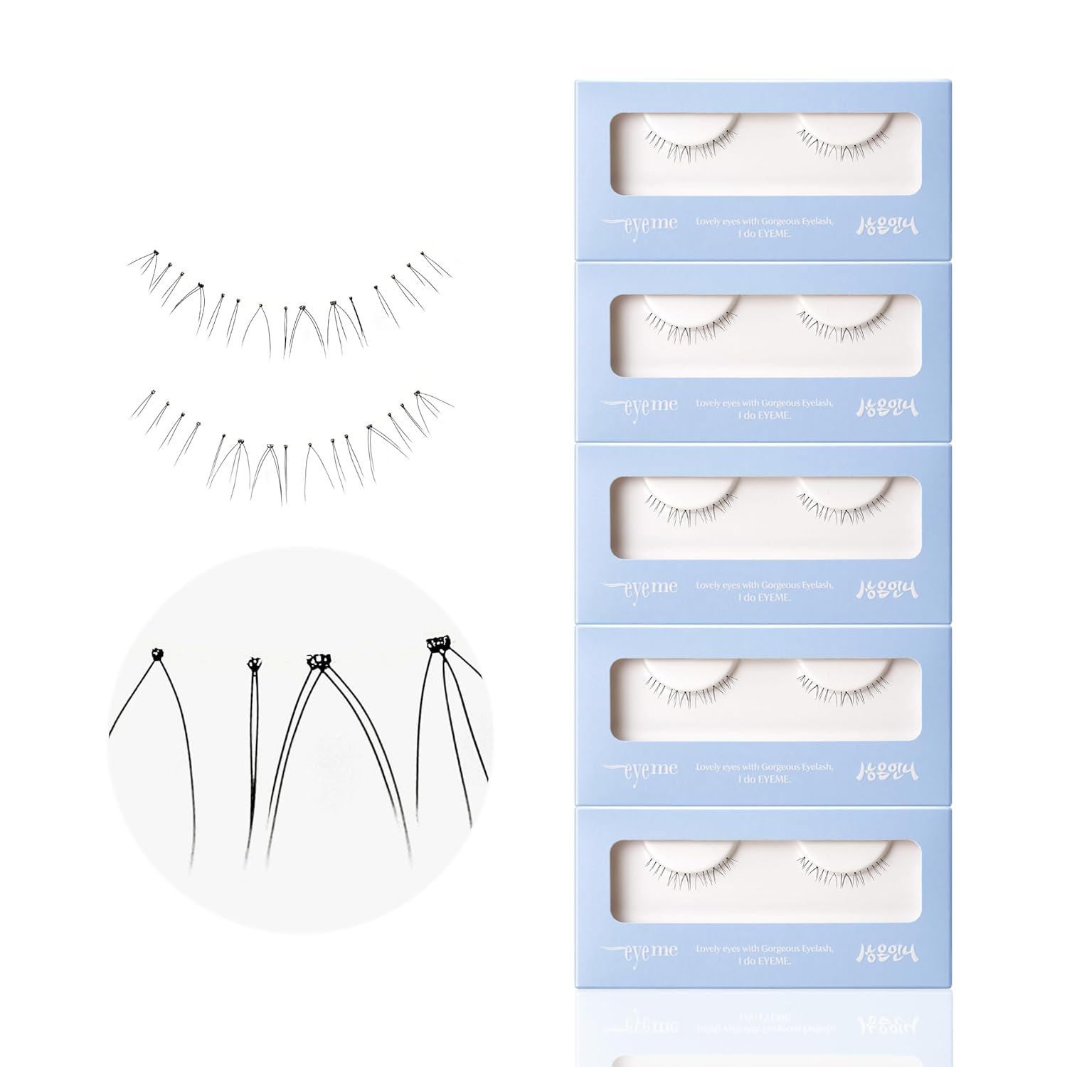 EYEME Eyelash x Artist Collaboration NO.U21 Under – 5 Set Pack, Lightweight False Eyelashes for a Natural Underlash Look, Soft Lashes for Lower Lash Styling, Glue Not Included, K-Beauty