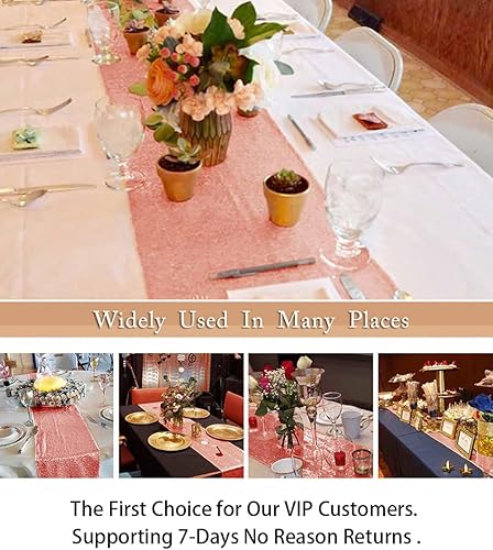 Vista 163 de Camino de mesa de lentejuelas doradas, 12 x 72 pulgadas, paquete de 15 caminos de mesa de boda con purpurina, camino de mesa dorado brillante