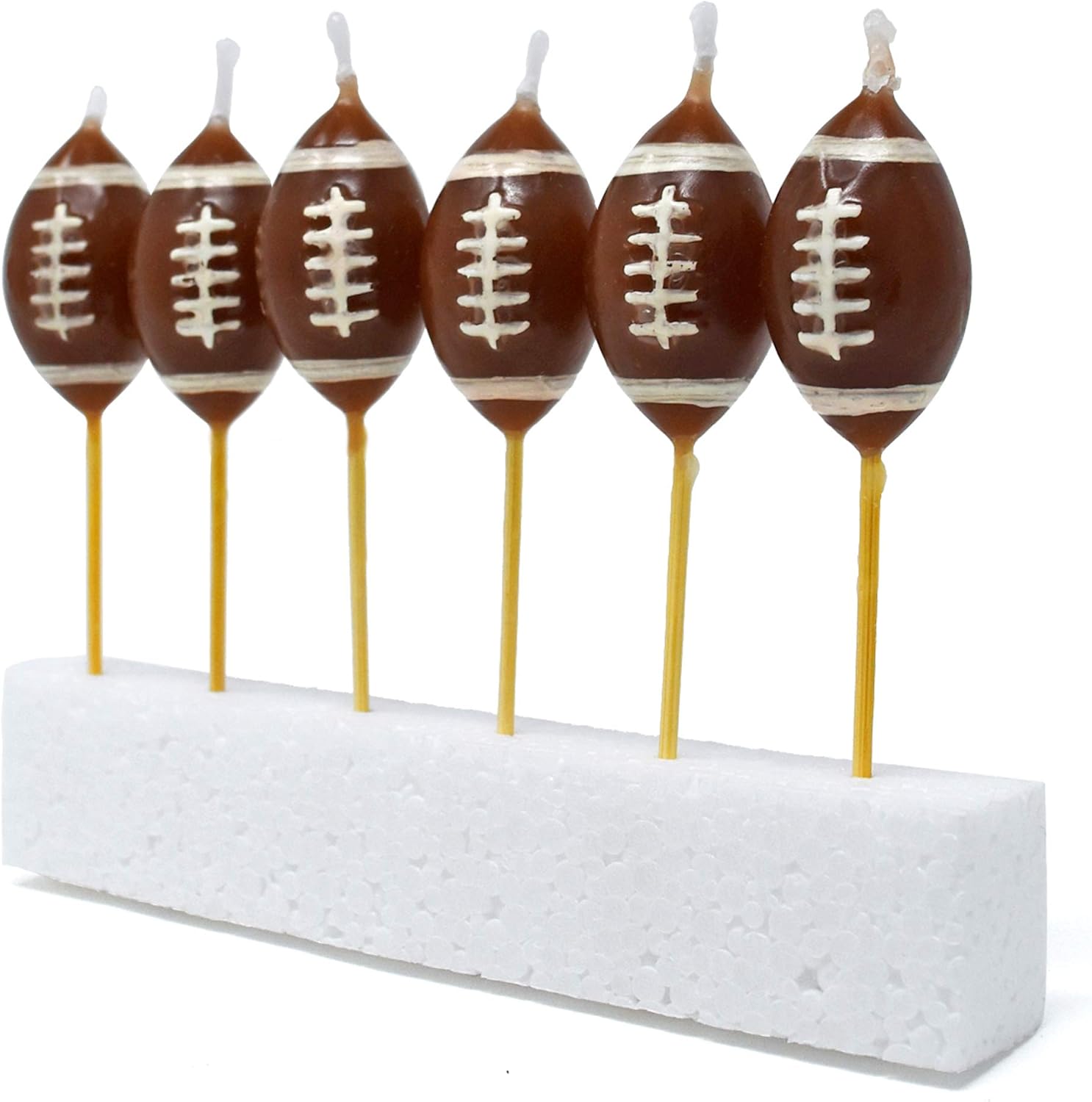 40YARDS American Football Candles (Pack of 6) - Birthday Cake Decoration