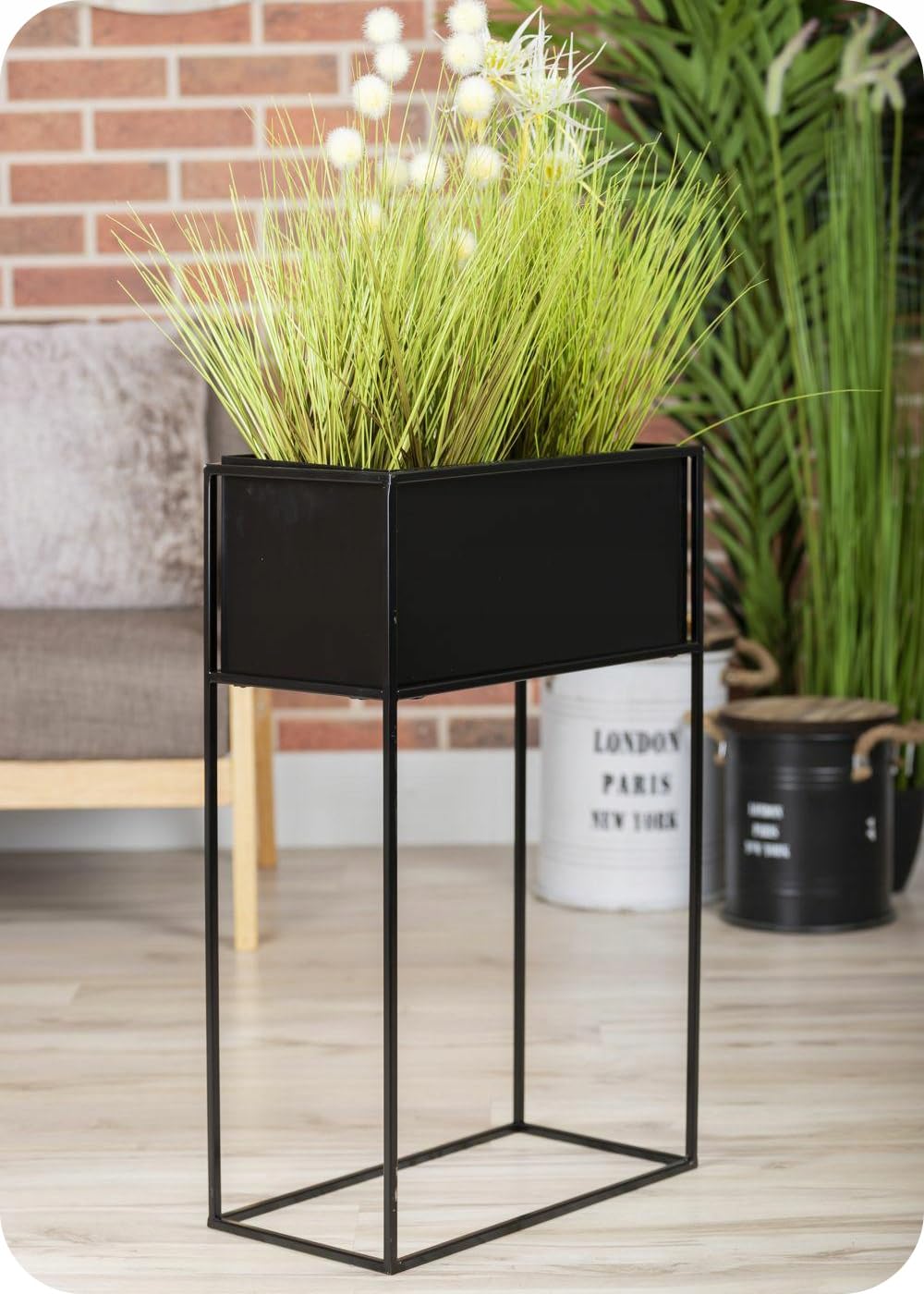 Kwietnik stojak wolnostojący skrzynia czarny 70 cm