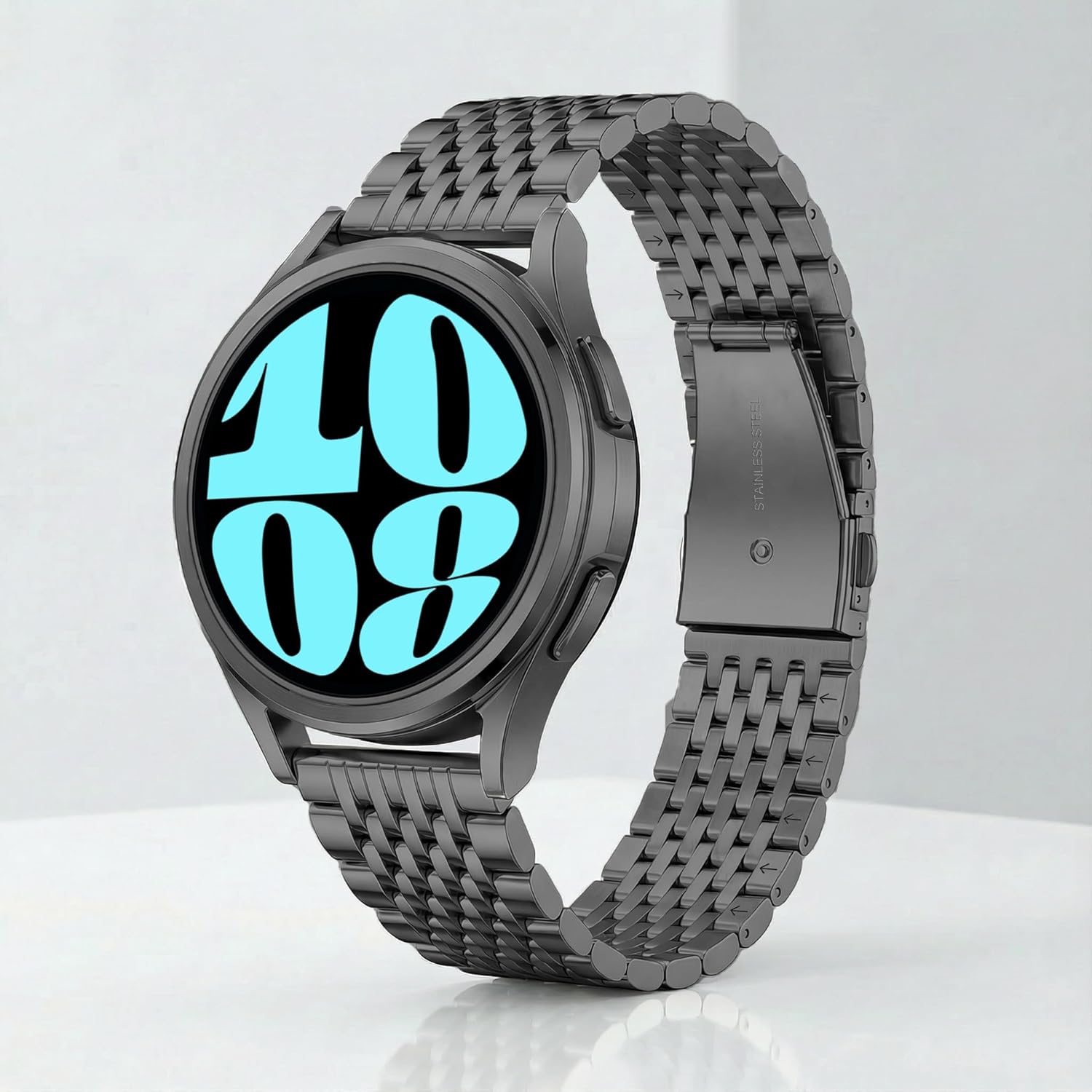 20mm 22mm Metal Watch Bands for Men Women 9-Beads Quick Release Polished Watch Bracelet Slim Tapered Stainless Steel Watch Bands with Push Button Deployant Clasp Adjustable Silver