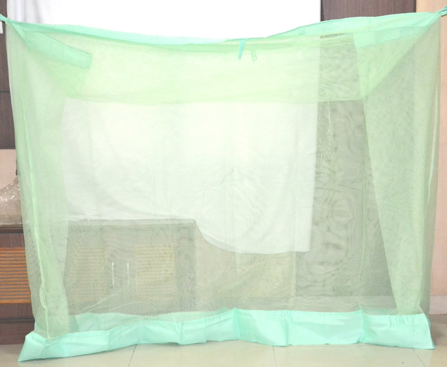8x8 FT Green Mosquito NET for Double Bed Poly Cotton Material - Mosquito Net for Baby | Bedroom | Family | Queen, King Size Bed