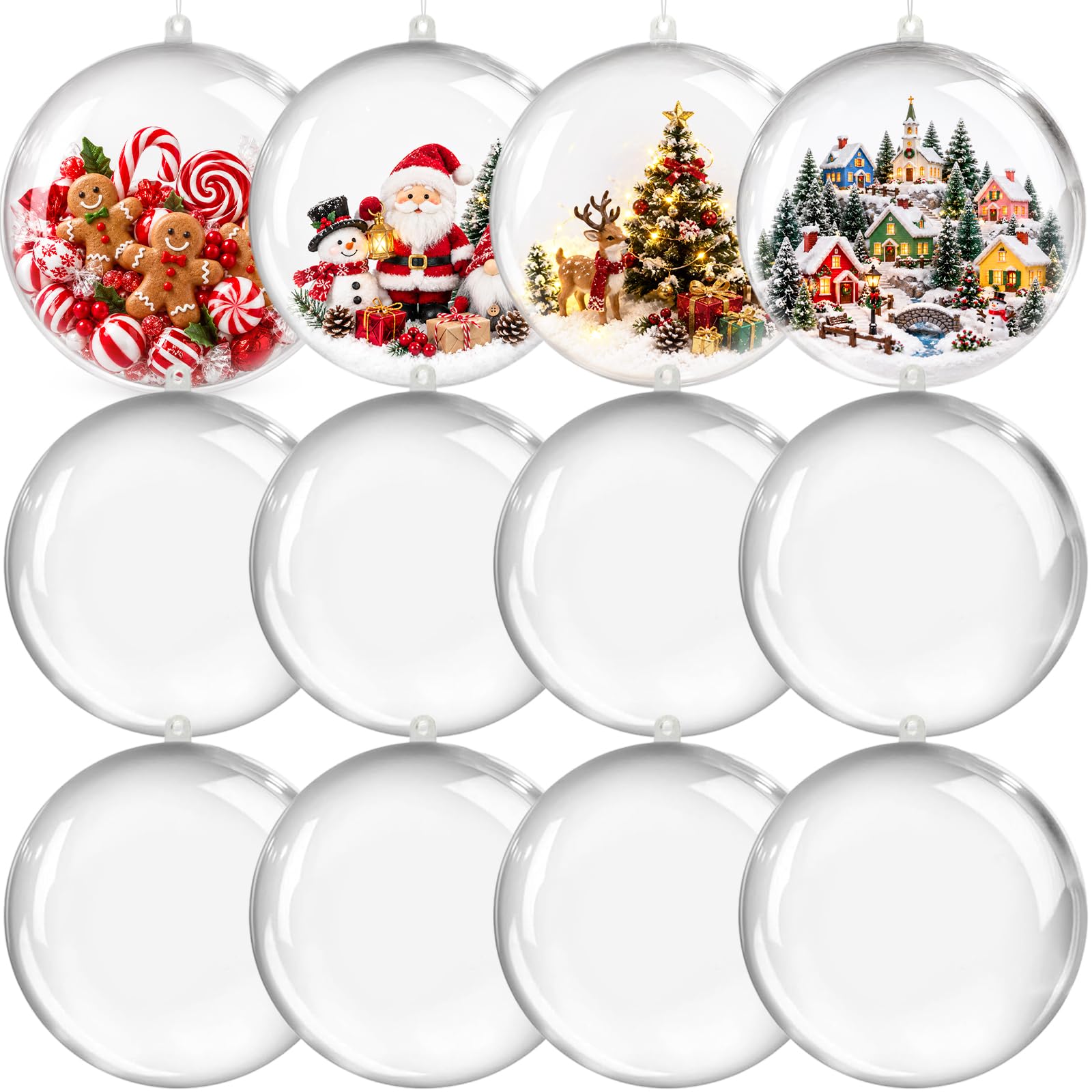 12CM Extra Large Christmas Clear Fillable Baubles Plastic Baubles to Fill