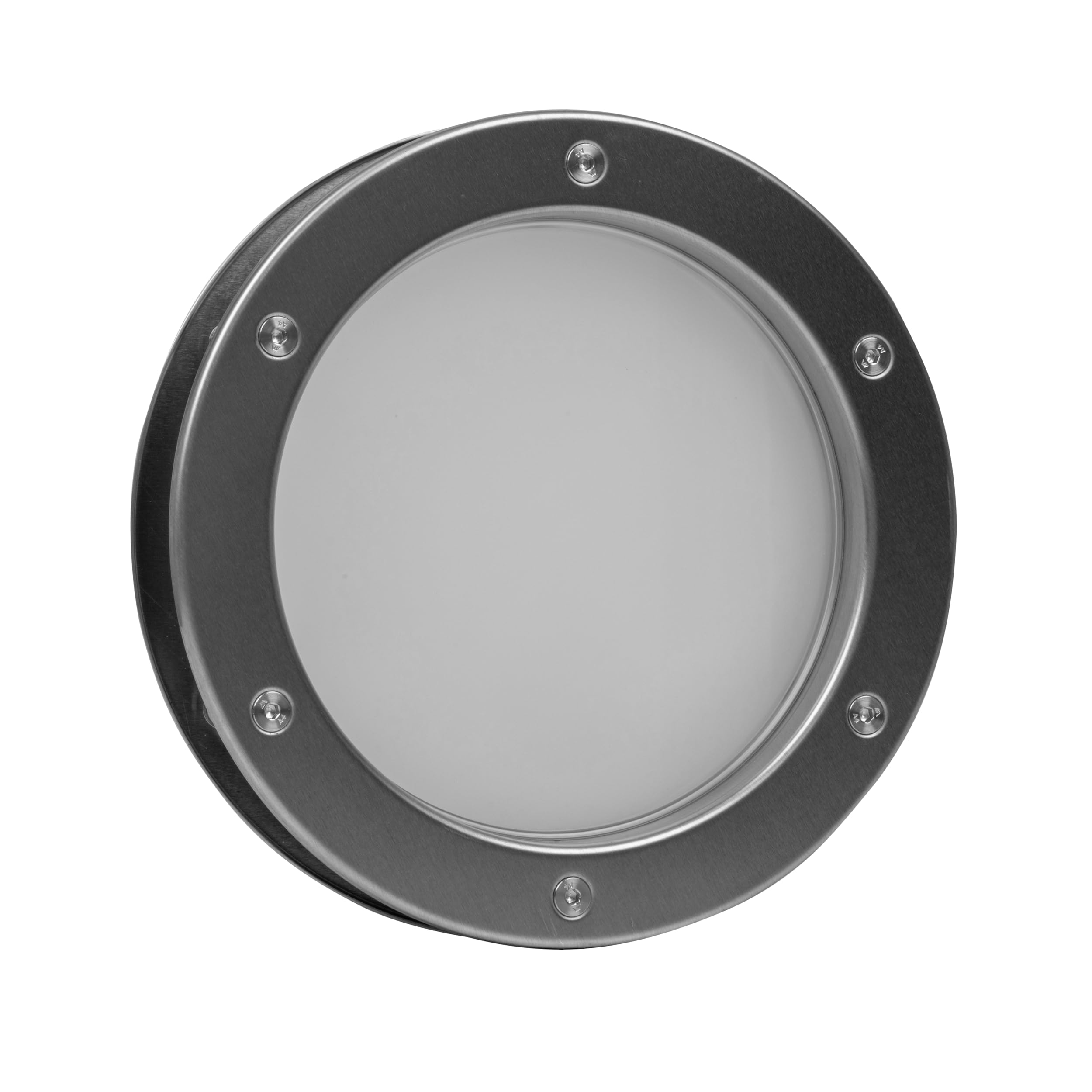 MLS Hublot B4000 AN for Doors, Robust Aluminium, VSG Safety Glass, Suitable for 40 mm Thick Doors, Fixing Screws Visible on Both Sides, Natural Aluminium, Ø 250 mm, Frosted Glass