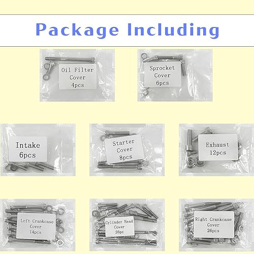 Miniatura 5 de Juego de tornillos de tornillo de motor de 102 piezas para Honda TRX400EX 400EX 400X SPORTRAX, accesorios de repuesto de automóvil compatibles con