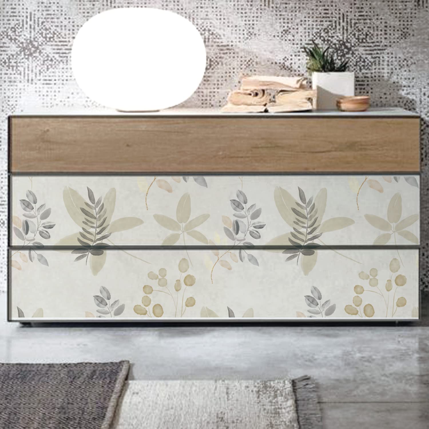 myforHD Papel Pintado Autoadhesivo Hojas Blanco Gris Papel de Pared Papel Adhesivo para Muebles Removible Impermeable Estilo Retro Vinilo PVC Pegatina Decorativos Pared Salon Papel Pared Dormitorio — view 6