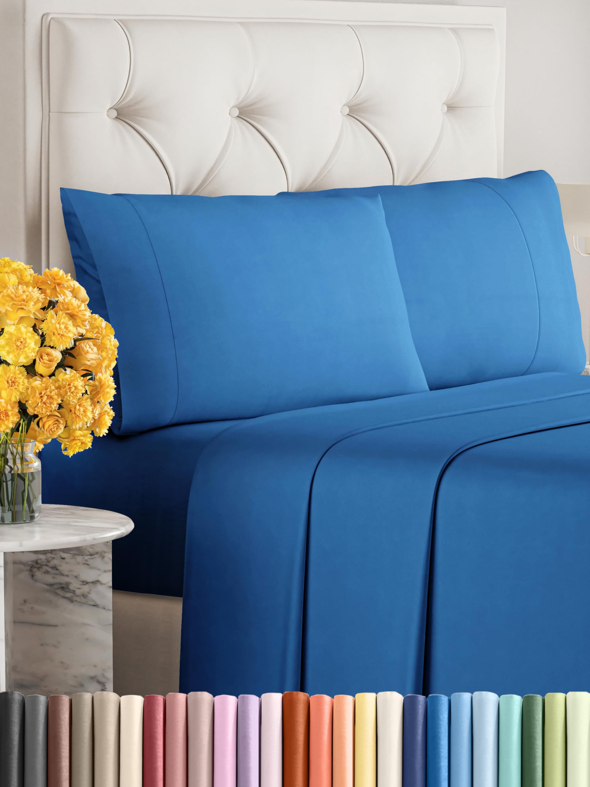 Sleepy Town King Size Bed Sheets - 4 Piece - King Sheet Set - Extra Soft, Comfy & Cooling - Easy Care - Shrinkage, Wrinkle & Fade Resistant - Brushed