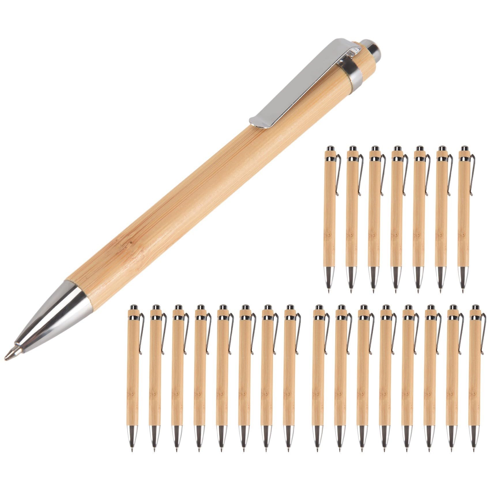 96 Pezzi Penna un Sfera Retrattile nel Bambù Inchiostro Nero 1 mm Penne per Prodotti per Ufficio Penna un Sfera nel Bambù Penne un Sfera nel Legno