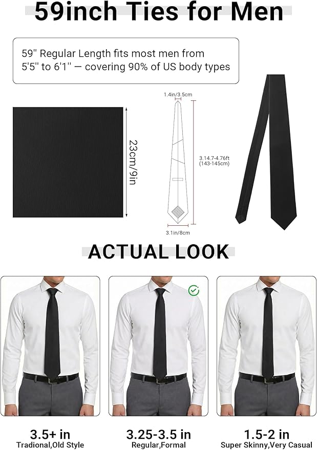 Juego de Corbata y Pañuelo de Seda Satín para Hombre miniatura 7