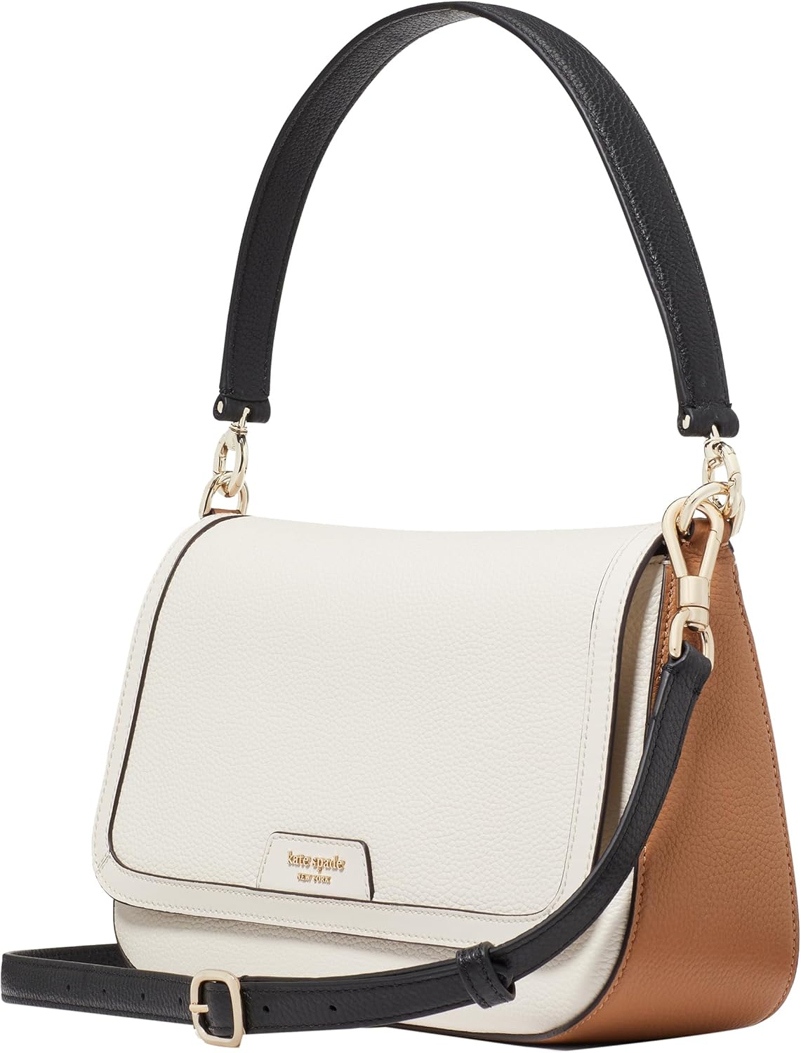 kate spade new york womens Hudson Pebbled Leather Flap Shoulder Bag