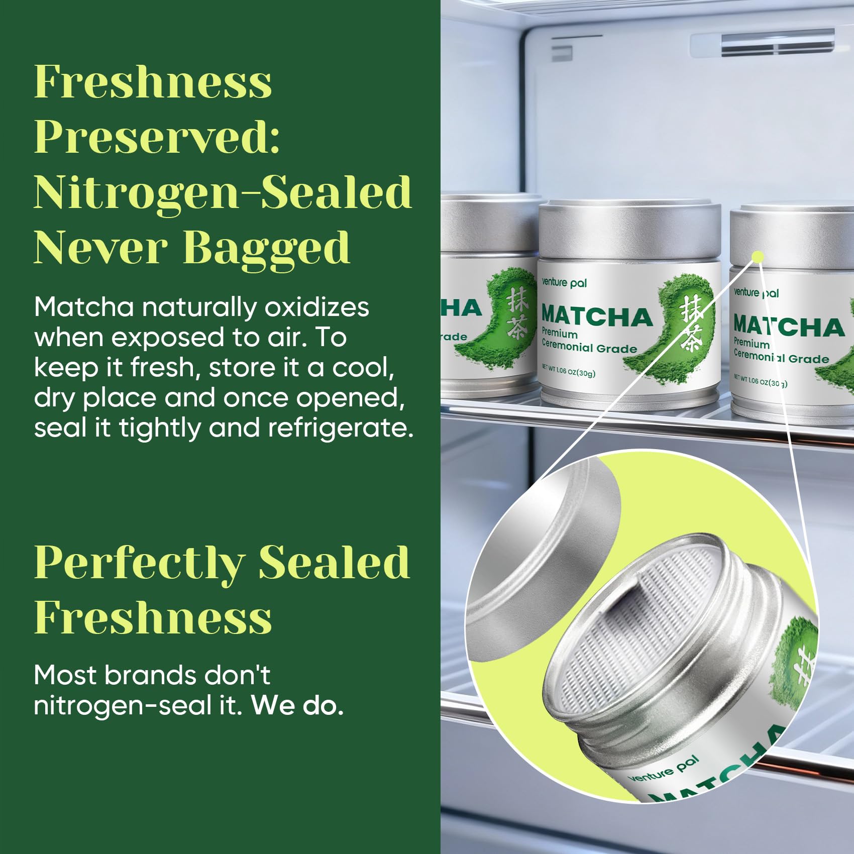 Venture Pal Superior Ceremonial Grade Matcha Powder 100 Pure First Harvest Matcha Powder Green Tea sourced from Uji — view 7