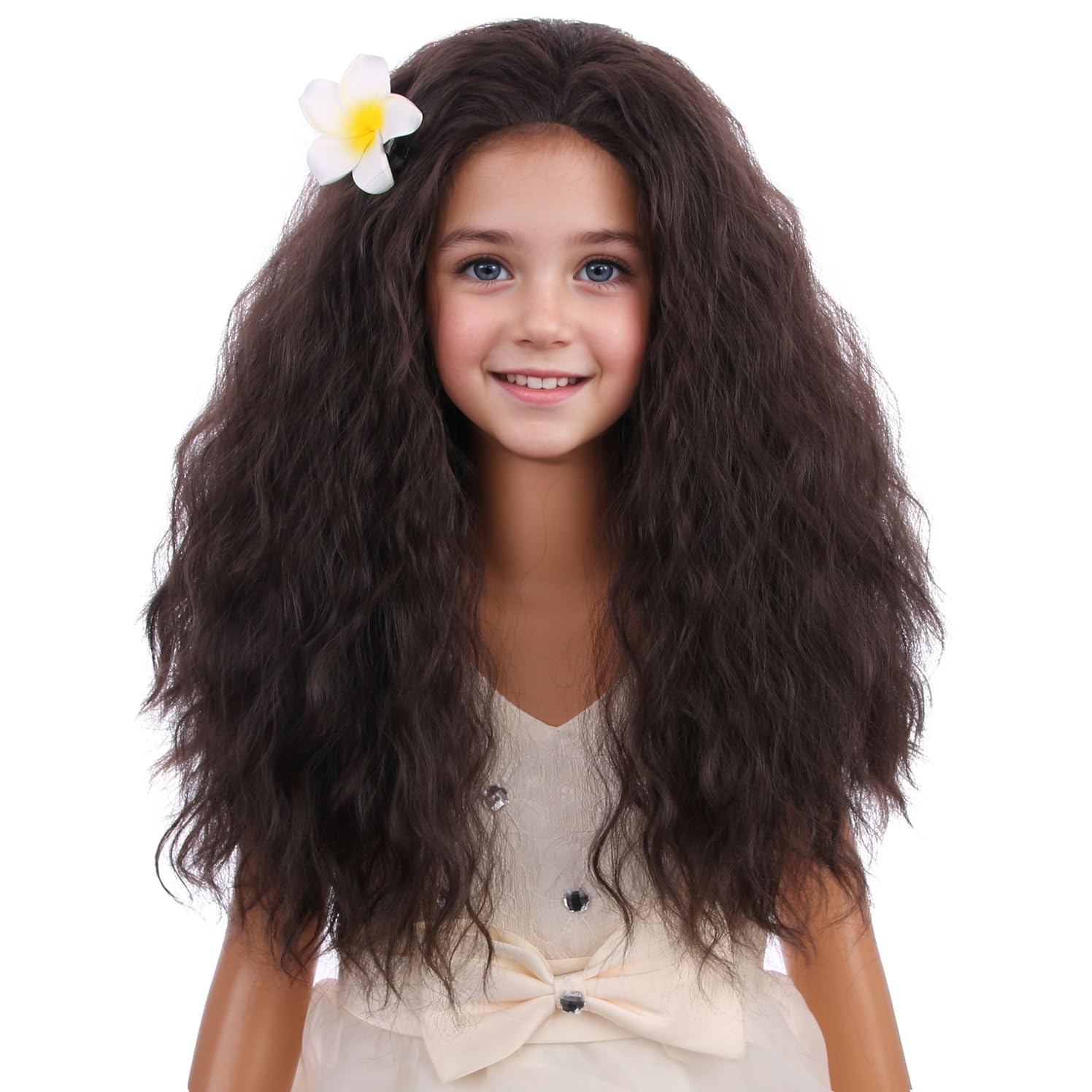 PATTNIUM Brown Wig for Kids Girls Long Curly Wavy Brown Wig Dark Brown Child Wigs Synthetic Wigs