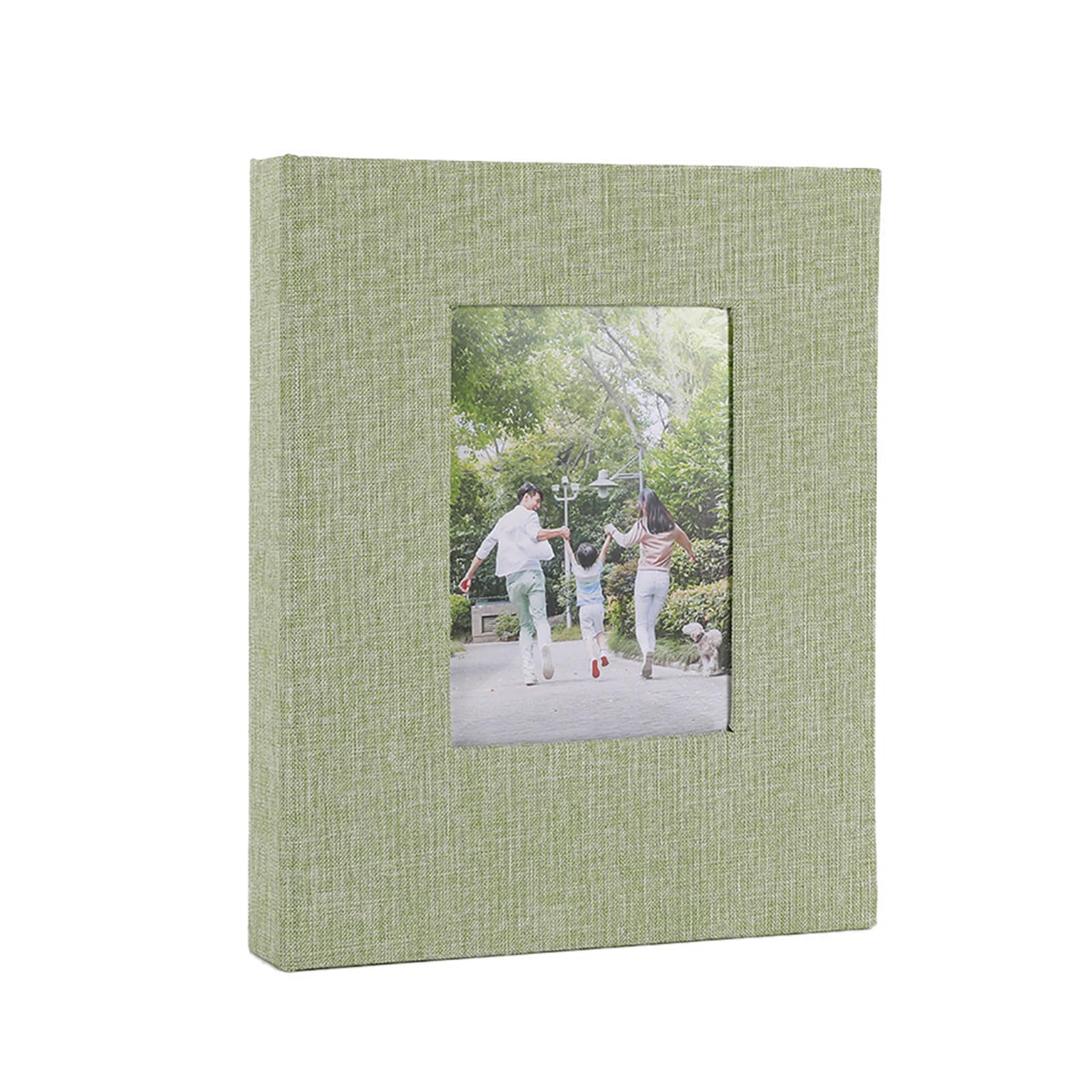 4x6 Photo Album with Front Window and Clear Page Holds 144 Photos Linen Cover Picture Book for Family Travel Wedding Family Memory Album