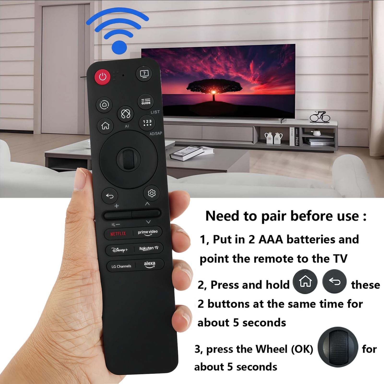Telecomando di ricambio MR25GA AKB76046603 Voice Magic compatibile per LG 2025 Magic Voice TV Telecomando G5 C5 B5, QNED 92A 85A 80A, UA77 Series con AI, puntatore