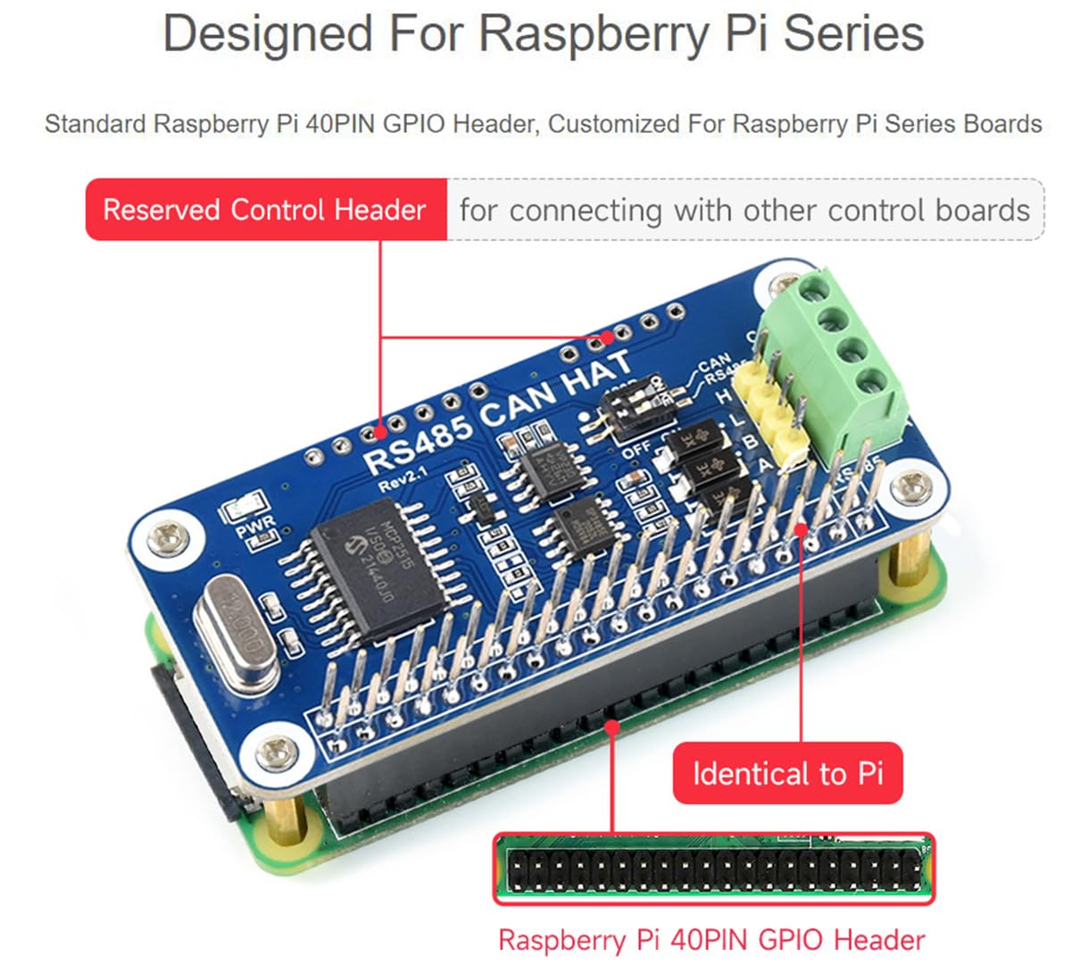 RS485 CAN HAT Pour Raspberry Pi - Communication Longue Distance MCP2515