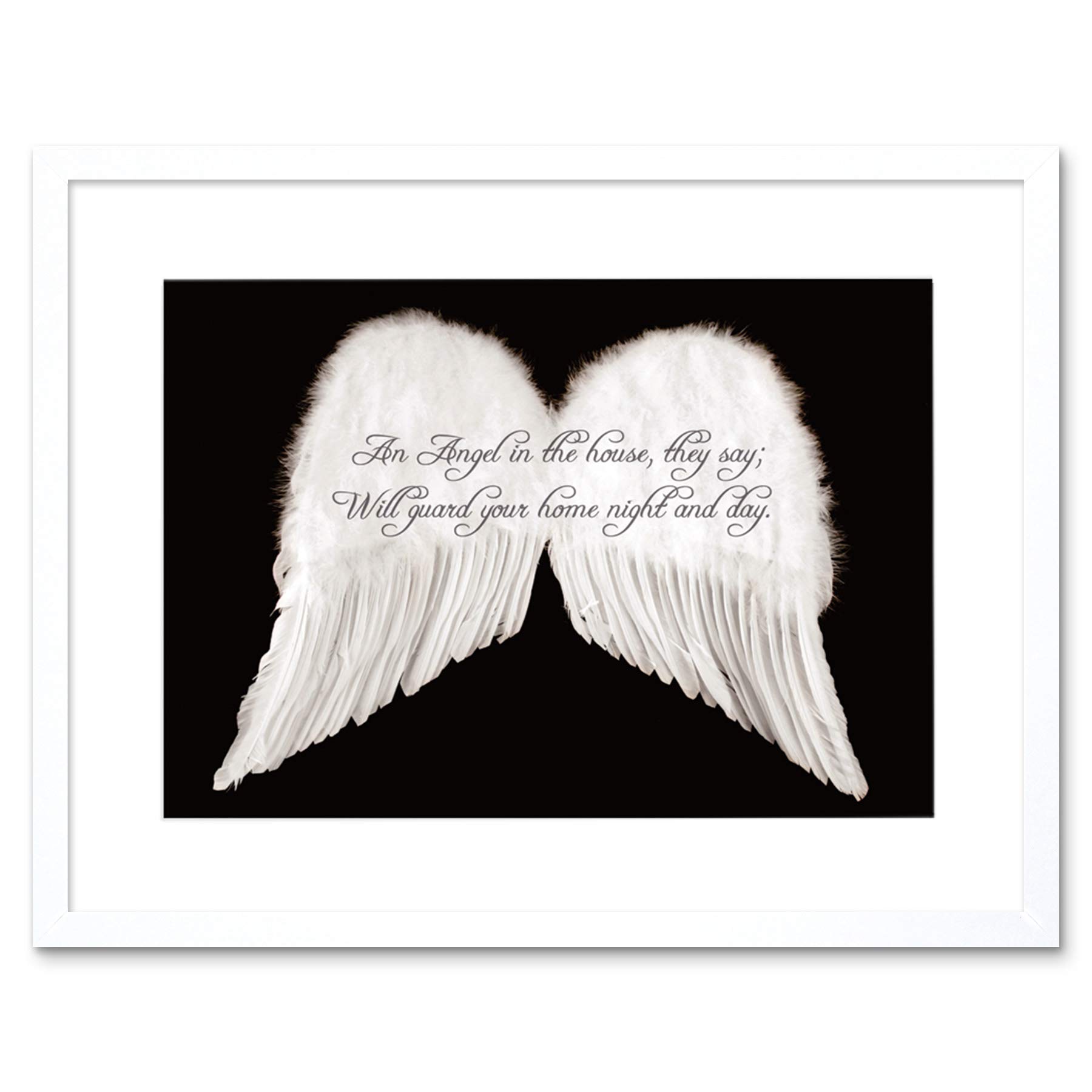 Wee Blue Coo An Angel In The House Wings Quote Motivation Typography Framed Wall Art Print