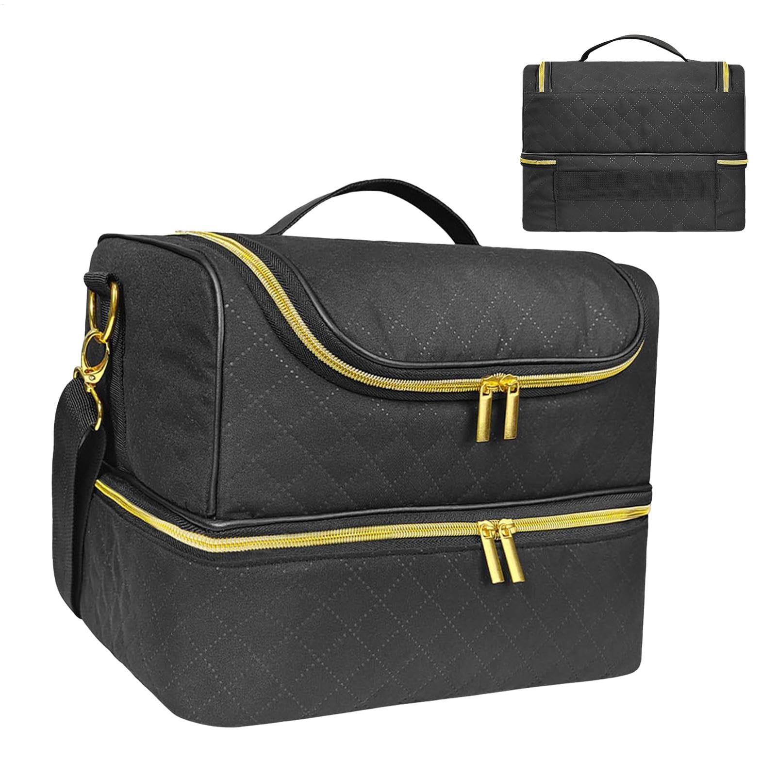 Organizer per smalto gel, borsa da viaggio per smalto per unghie | a doppio strato, contiene 60 bottiglie e asciugatrice, contenitore per oggetti e strumenti per manicure, robusto e compatto,