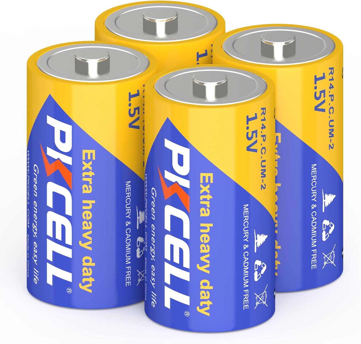 Amazon.com: PKCELL 4x1.5v C tamaño UM2 R14P batería de cloruro de zinc ...