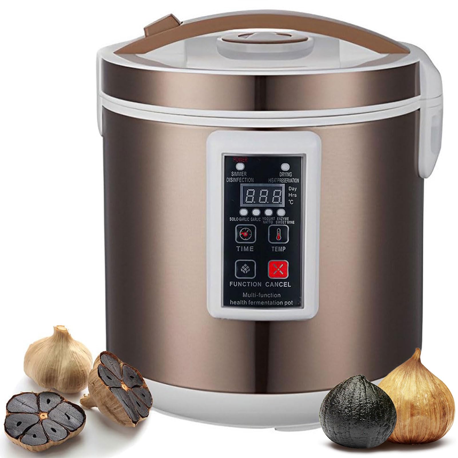 Máquina de fermentación automática, olla fermentadora multifuncional de 5 litros con estante de ajo de 2 niveles para yogur, natto, arroz dulce y más