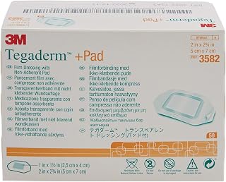 3M Tegaderm +Pad 2" Square Sterile Film Dressing with Non-Adherent Pad - Waterproof Bacterial Barrier, Box of 50