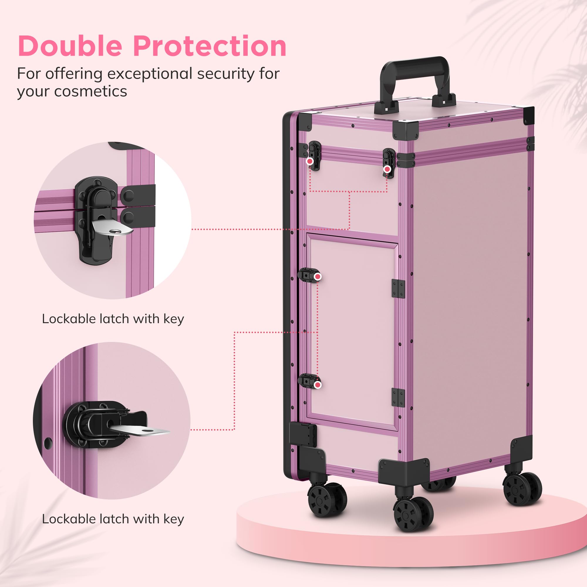 EASYINBEAUTY Rolling Portable Manicure Table with 3 Drawers