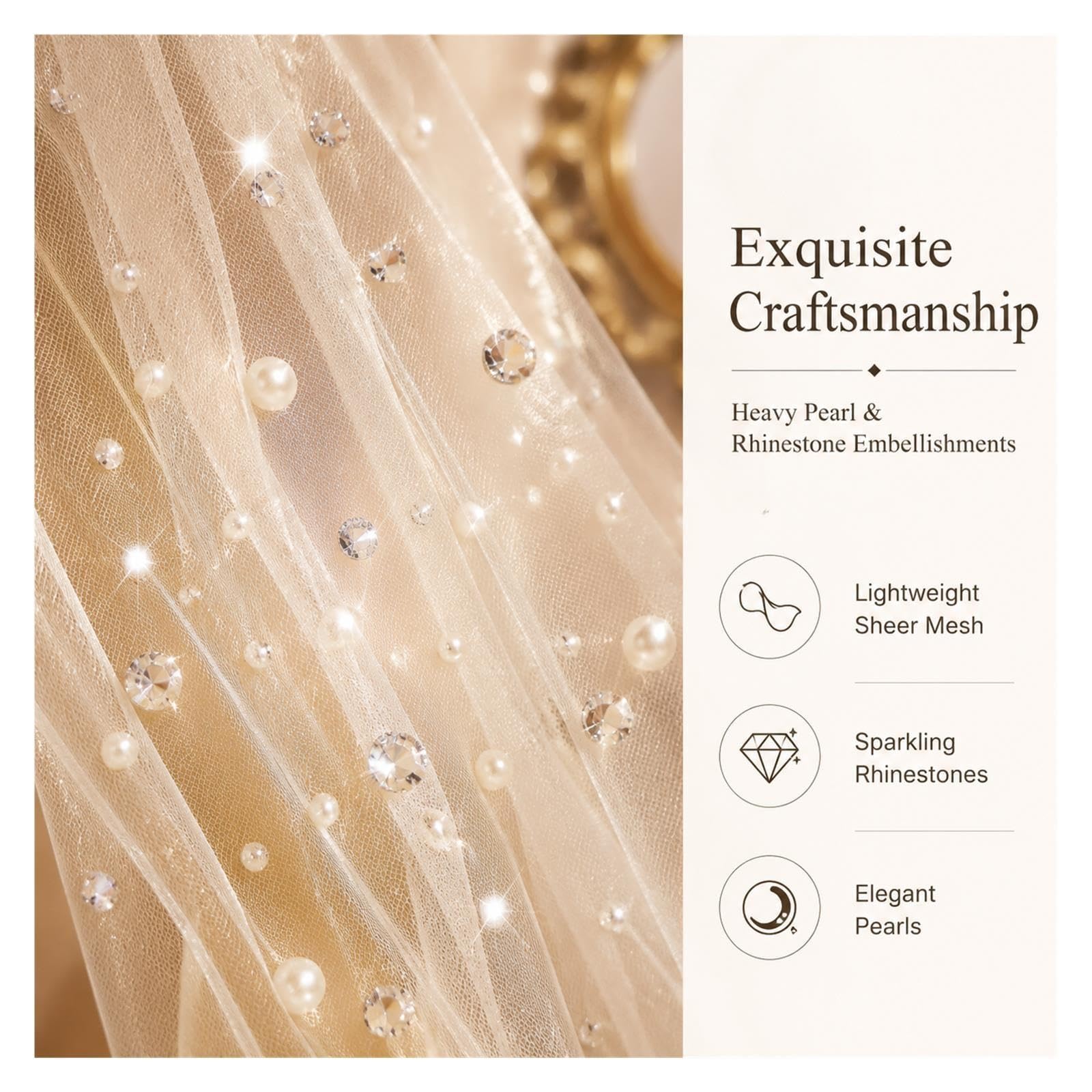 Velo da Sposa Velo di Perle e Strass con Strascico Etereo Onirico