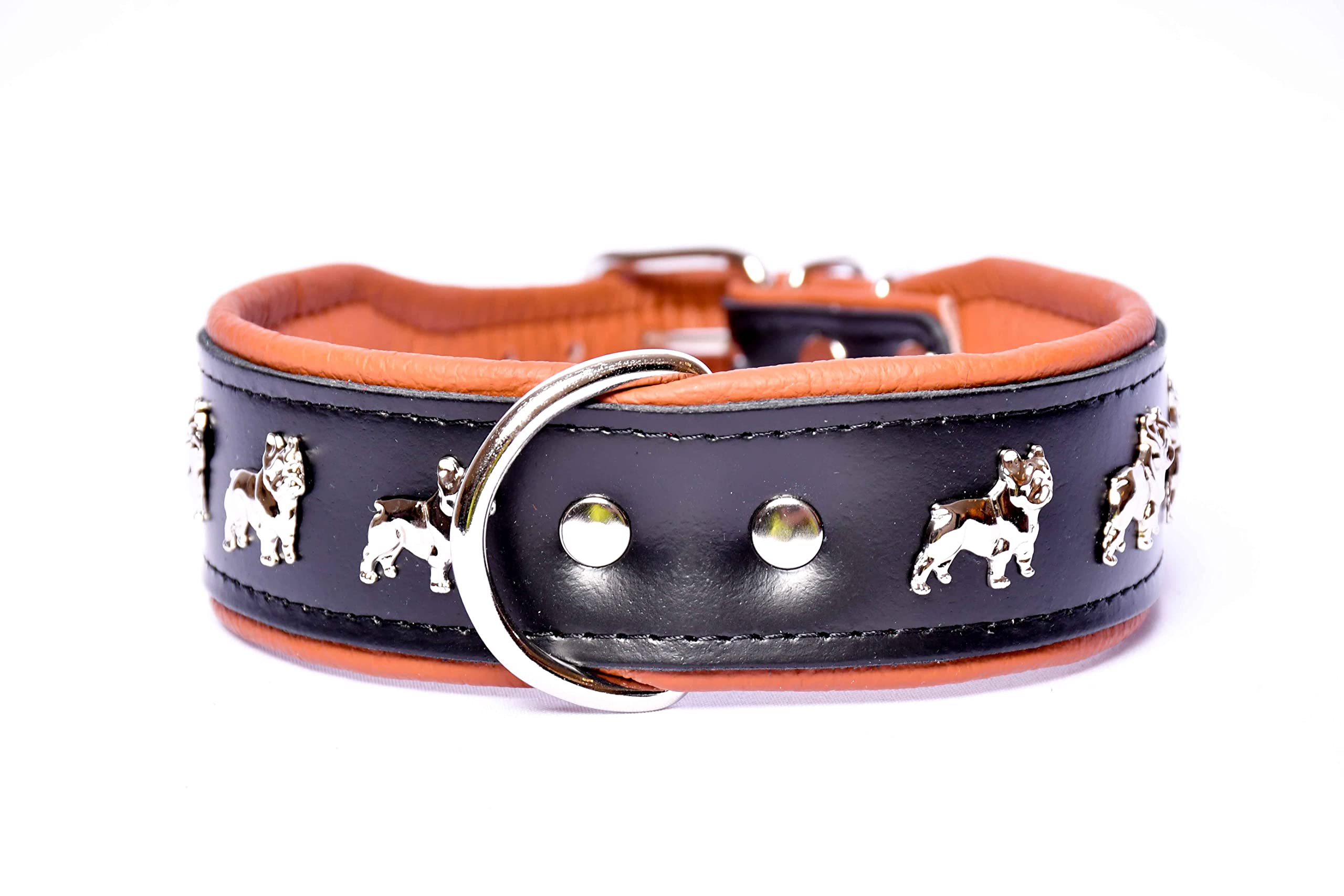 【CDO-HOHG18CBL〈BR〉】犬の首輪〈サイズ「S」〉牛革　人気 ペット用首輪 中型犬用 Lサイズ オレンジ 首回り34-42cm ペット