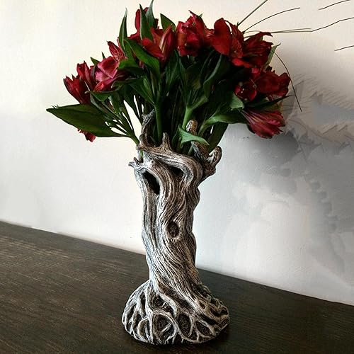 Dryad - Adorno de florero, maceta artificial de resina similar a la madera, muebles de tronco de árbol, decoración hecha a mano para el hogar, sala