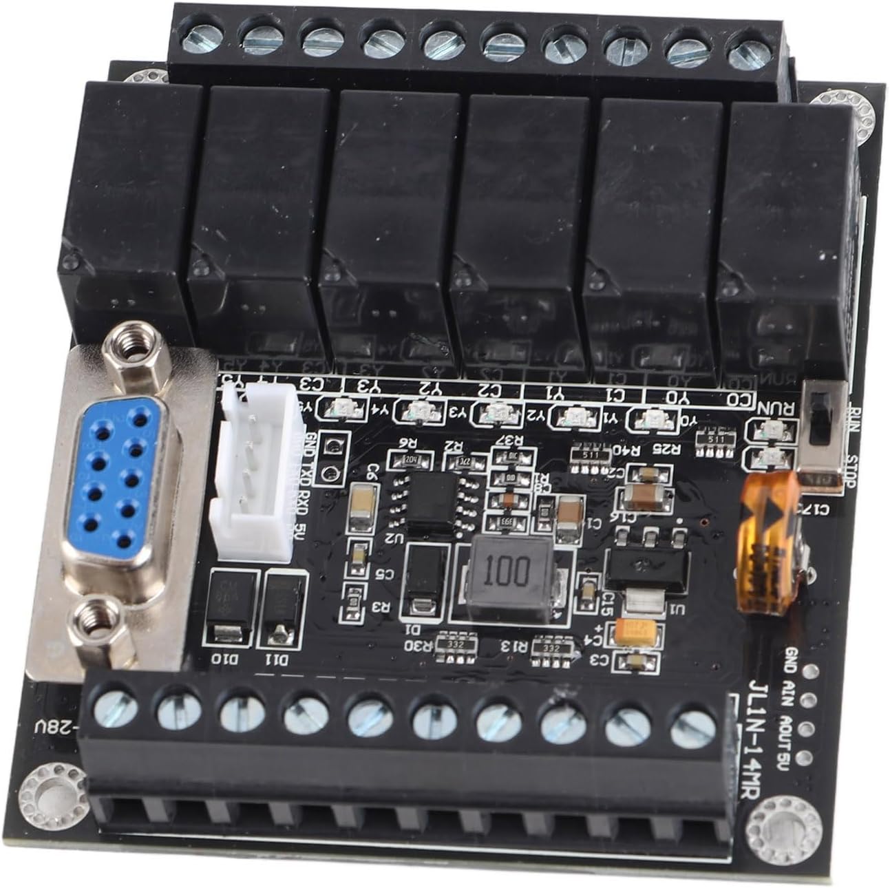 FX1N 14MR PLC Industrial Programmable Control Board Relay Controller Module Compatible with GX Developer and GX Works2 Industrial Grade 32 Bit MCU for Automation Control Systems