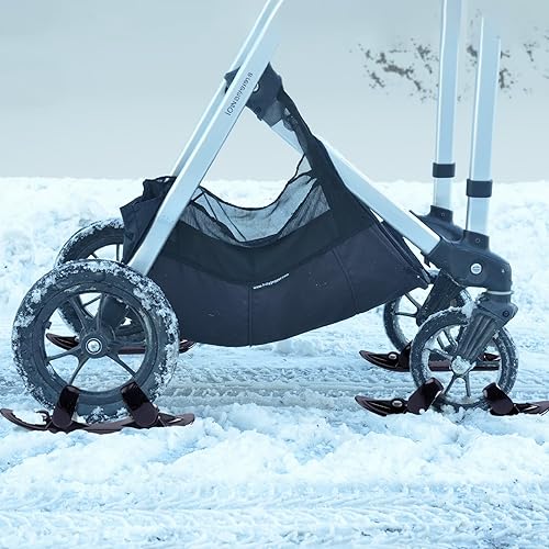 Miniatura 6 de 4 piezas de cochecito de nieve esquís de invierno trineo accesorio de esquí trineo de invierno esquís para campos de nieve, cochecito de bebé,