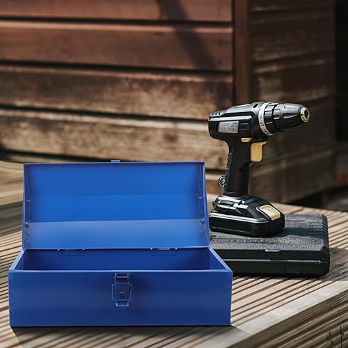 Miniatura 6 de DOITOOL Pequeña caja de herramientas de metal portátil, organizador de caja de herramientas portátil estilo techo a la cadera, caja de herramientas