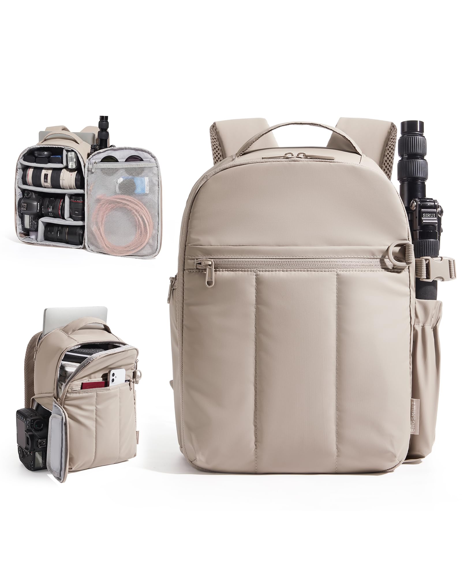 Small Camera Backpack for Women with Laptop Compartment, Brown