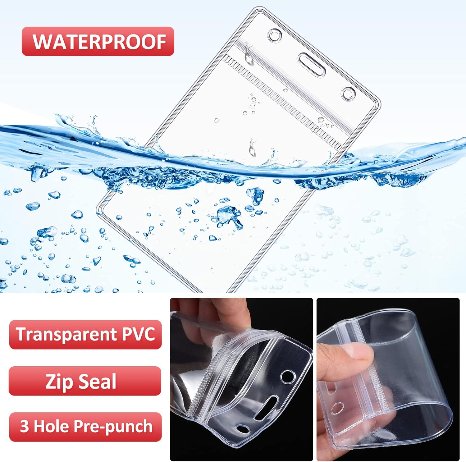 Marspark 200 Pcs Name Tag Lanyards with ID Holder Lanyards for ID Badges Resealable Flat Neck Name Tag with Clip Waterproof Plastic Clear Badges Bulk for School Office Supplies (Red) - Image 6