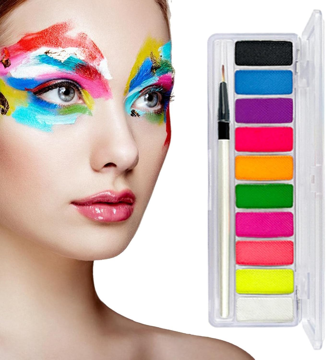 Amazon.co.jp フェイス ボディ ペインティング パレット UV グロー ネオン ケーキ ペイント 10 色のフェイス