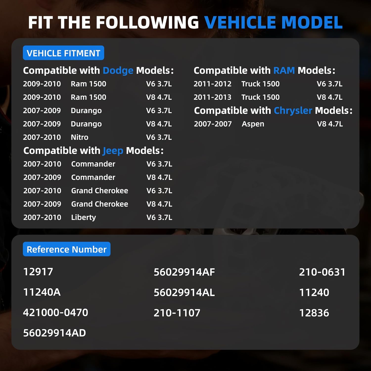 4210000470 Alternator Compatible with Dodge Ram 1500, Durango, Nitro, Jeep Grand Cherokee, Liberty 160A 12V Replace# 56029914A 56029914AD 56029914AL 5149275AA