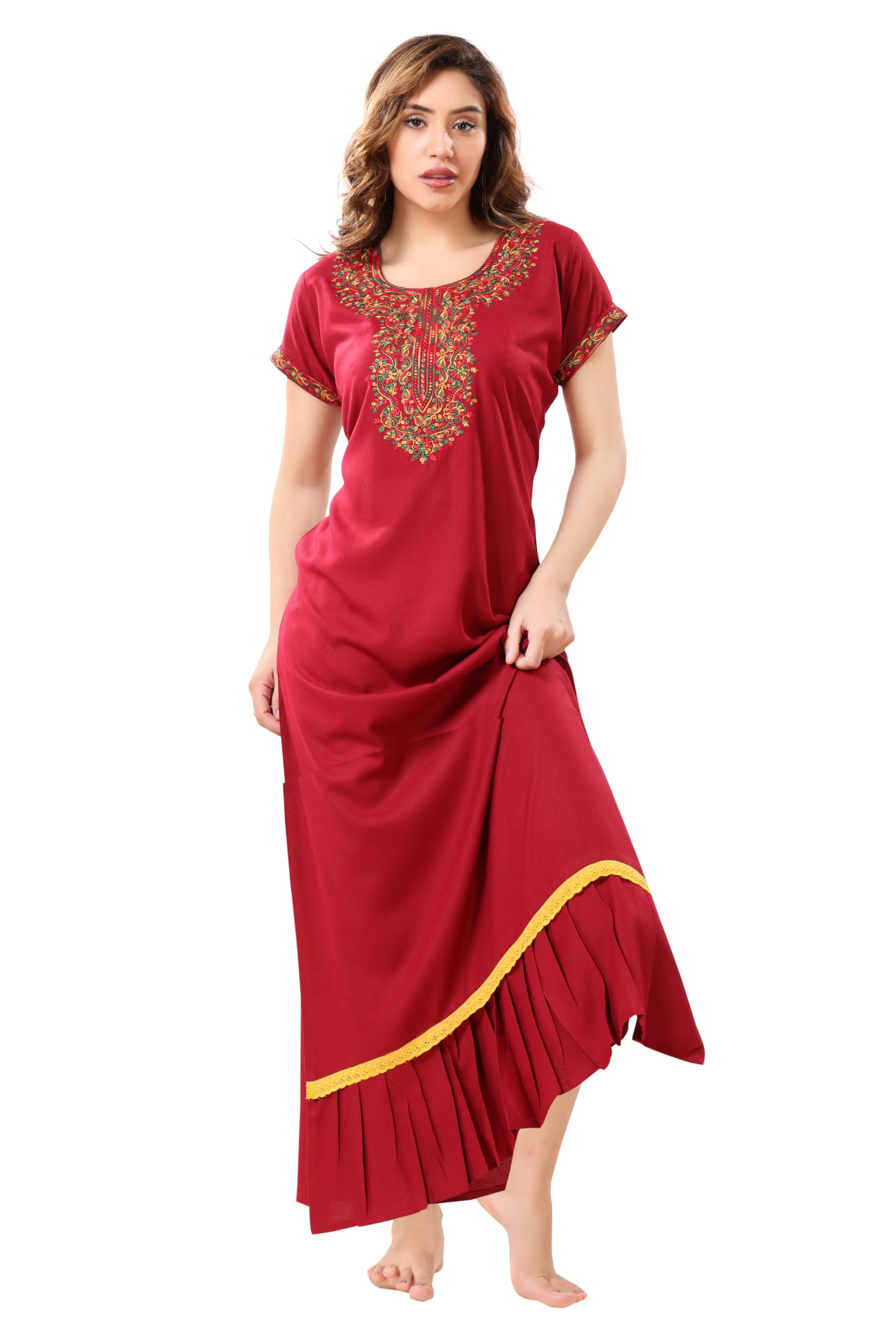 soulemo Women's Solid Alpine A- Line Nighty (Retro Look) 1750-picture-48