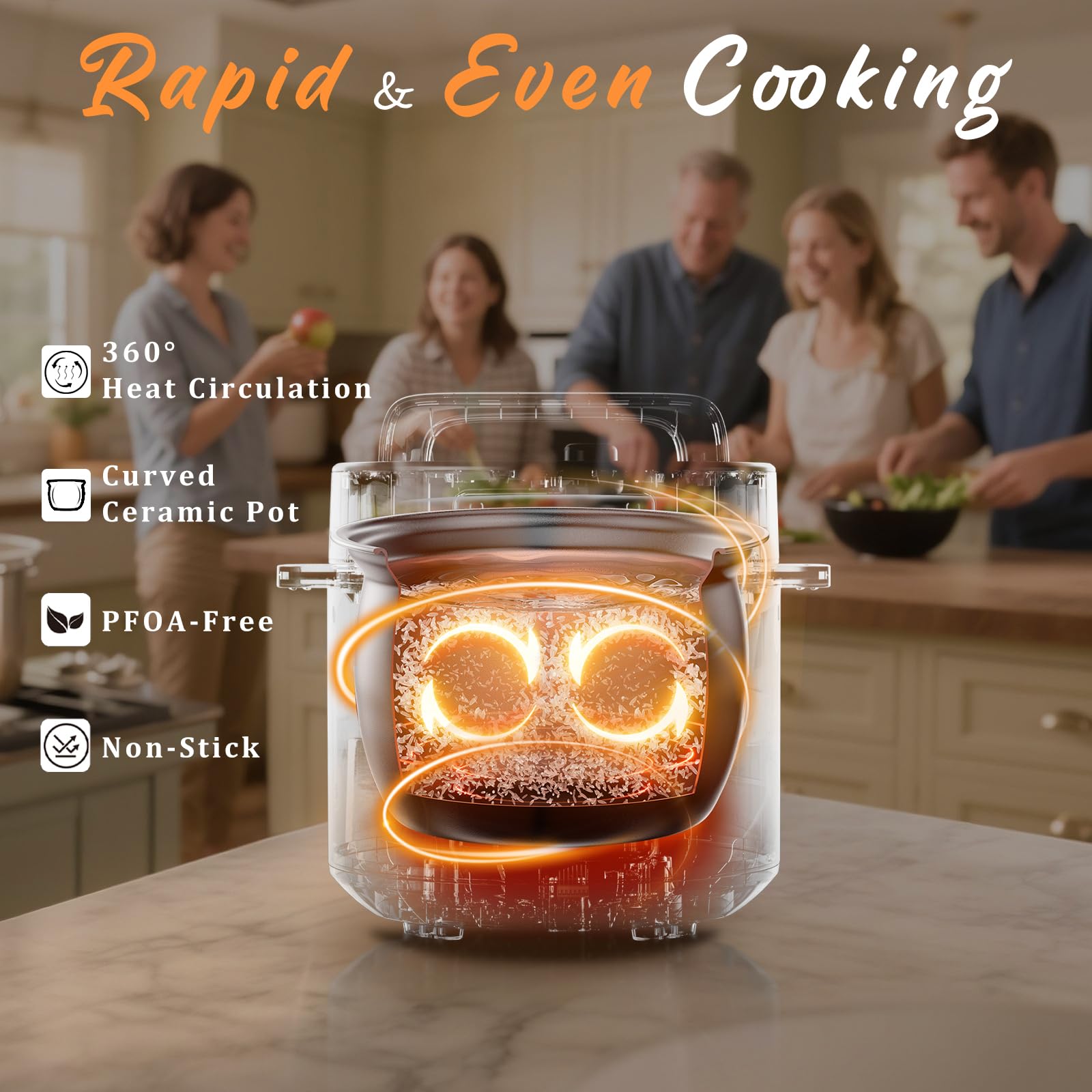 Olla eléctrica a presión de 6 cuartos de galón, olla multifunción 12 en 1 con ollas de acero inoxidable 304 y cerámica, olla a presión, sopa, gachas, yogur, estofado de carne, arroz, aves, 4