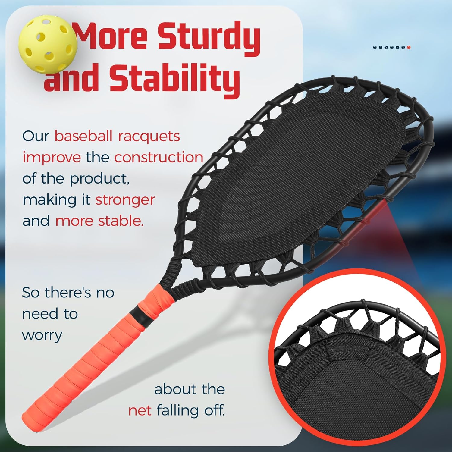 Fungo Racket Baseball for Fly Balls: XXSJ Softball Training Equipment for Coaches and Parents - Practice Hitting Grounders Line Drives Pop Flies (Red)